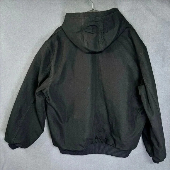 Carhartt Hooded Duck Jacket XL Black Huntsman Quilted Lined Blaze Orange Plaid - Picture 6 of 9